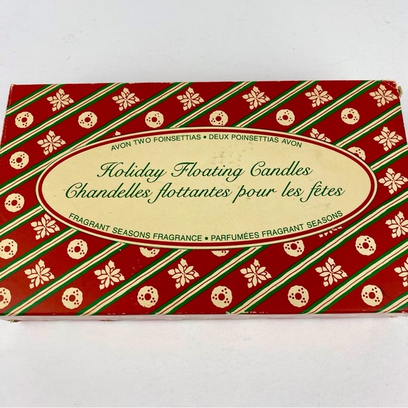 AVON 1983 Christmas Poinsettia Floating Candles Set of 2 Fragrant Seasons NOS - Picture 3 of 8